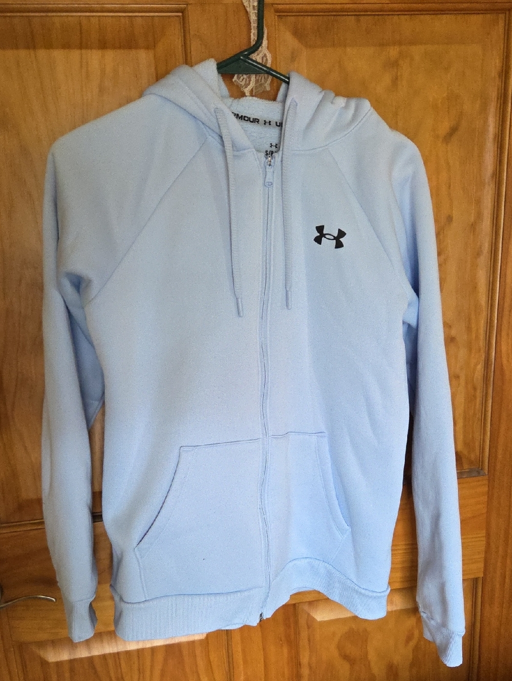 Under Armour Pale Blue Full-Zip Hoodie with Black Logo